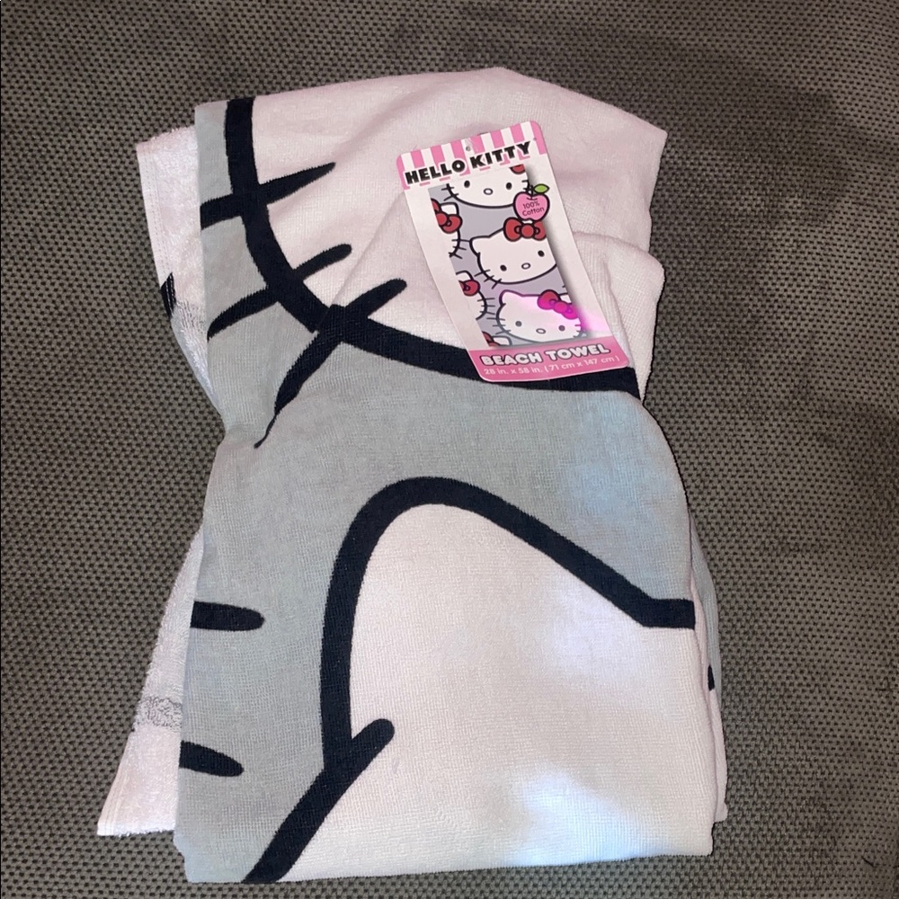Hello Kitty Pink and White Beach Towel